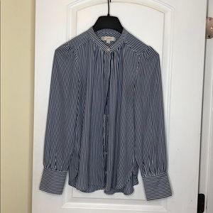 LOFT striped button up long sleeve blouse